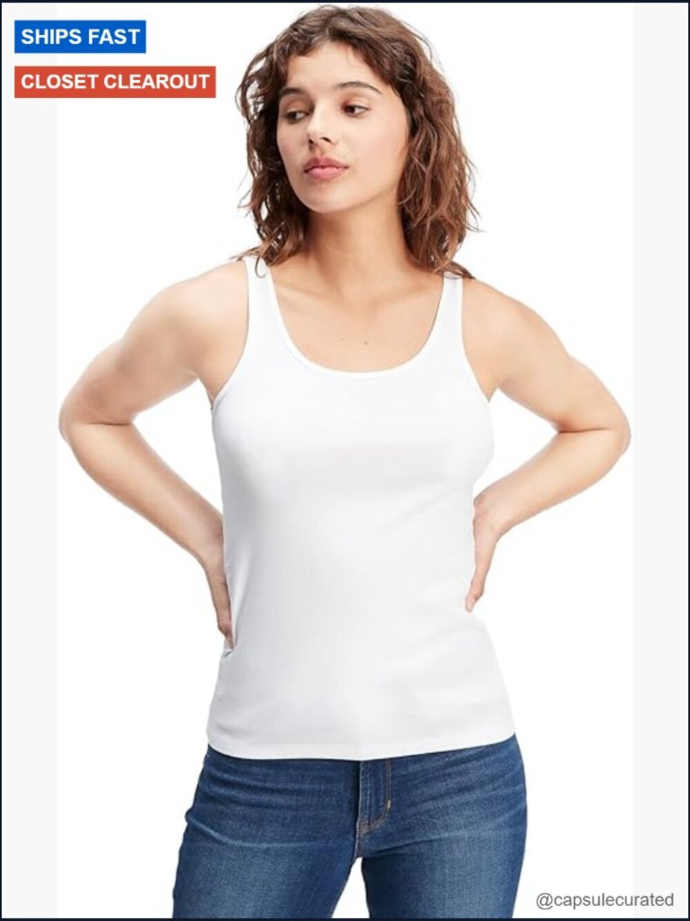 Favorite Tank Top - Sleeveless Scoop Neck Cotton Blend